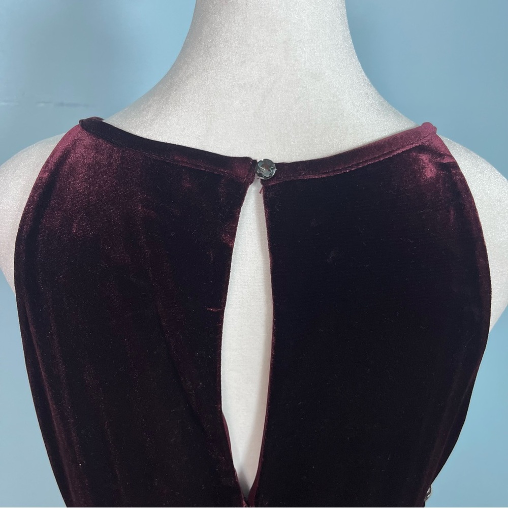 Oleg Cassini Burgundy Velvet Elegant Sheath Maxi Dress Size 14W (Altered) - Picture 14 of 14